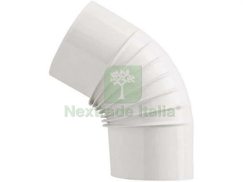 12PZ Gomito 45° per Stufa a Legna Porcellanato Classic Col. Bianco Ø cm. 12 — Stufe e camini — rif. FERX.VIT55018