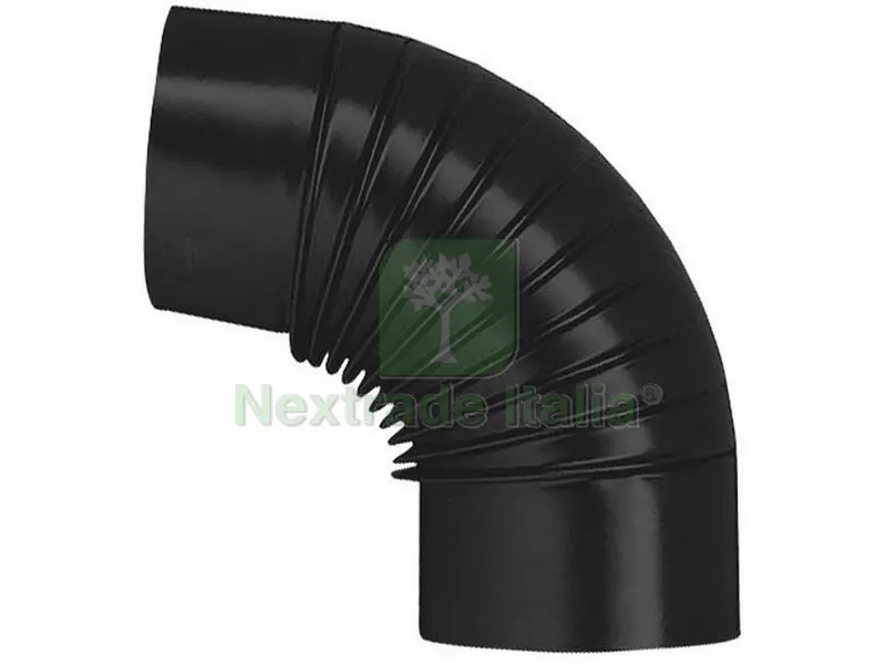 6PZ GOMITO 90° PER STUFA A LEGNA PORCELLANATO CLASSIC Col. Nero Ø cm. 14 — Stufe e camini — rif. FERX.VIT55040