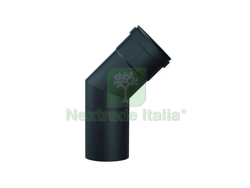 2PZ GOMITO A 45° PER STUFE A PELLET Col. Nero opaco Ø cm. 8 — Stufe e camini — rif. FERX.VIT22290