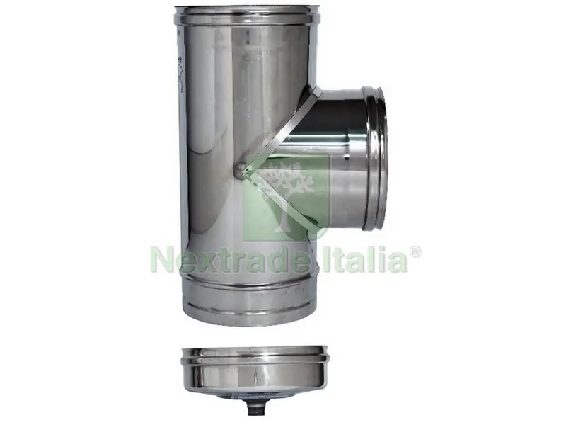 RACCORDO A T INOX AISI 316L PER STUFE + TAPPO Ø cm.10 FEM/FEM/MAS — Tubi e raccordi — rif. FERX.VIT45796 RACCORDO A T INOX AISI 316L PER STUFE + TAPPO Ø cm.10 FEM/FEM/MAS — Tubi e raccordi — rif. FERX.VIT45796