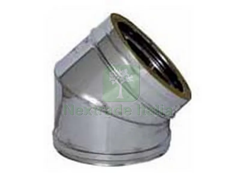 GOMITO A 45° DOPPIA PARETE PER STUFA Ø interno/esterno cm.10/15 — Tubi e raccordi — rif. FERX.VIT41360 GOMITO A 45° DOPPIA PARETE PER STUFA Ø interno/esterno cm.10/15 — Tubi e raccordi — rif. FERX.VIT41360