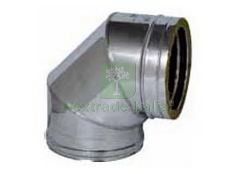 GOMITO A 90° DOPPIA PARETE PER STUFA Ø interno/esterno cm. 8/13 — Tubi e raccordi — rif. FERX.VIT41361