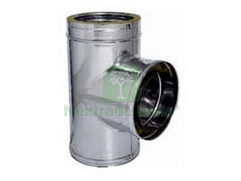 RACCORDO A T DOPPIA PARETE PER STUFA Ø interno/esterno cm.10/15 — Tubi e raccordi — rif. FERX.VIT41354 RACCORDO A T DOPPIA PARETE PER STUFA Ø interno/esterno cm.10/15 — Tubi e raccordi — rif. FERX.VIT41354