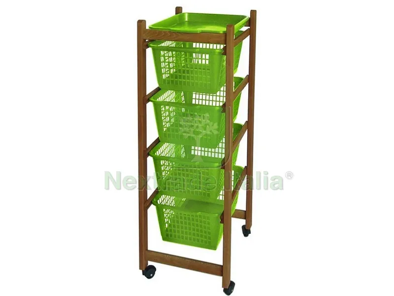 CARRELLO IN LEGNO CILIEGIO cm. 37x30x78 h — Casalinghi e organizzazione — rif. FERX.VIT38301