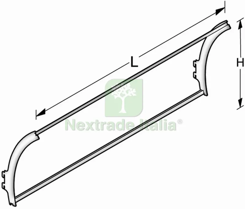 TELAIO PER VELETTA CONCAVA cm. 100x40 h Col. Bianco RAL9001 — Ferramenta porte e finestre — rif. FERX.VIT49788