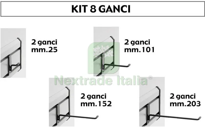 SISTEMA GARAGE Kit 8 ganci — Casalinghi e organizzazione — rif. FERX.VIT25692