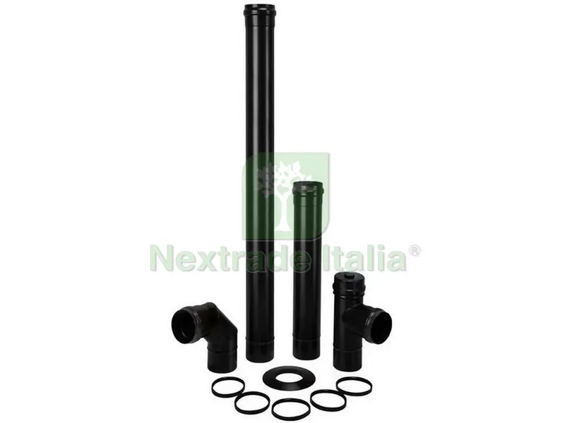KIT PER STUFA A PELLET LIGHT PZ. 6 Col. Nero opaco Ø cm. 8 — Stufe e camini — rif. FERX.VIT55062 KIT PER STUFA A PELLET LIGHT PZ. 6 Col. Nero opaco Ø cm. 8 — Stufe e camini — rif. FERX.VIT55062