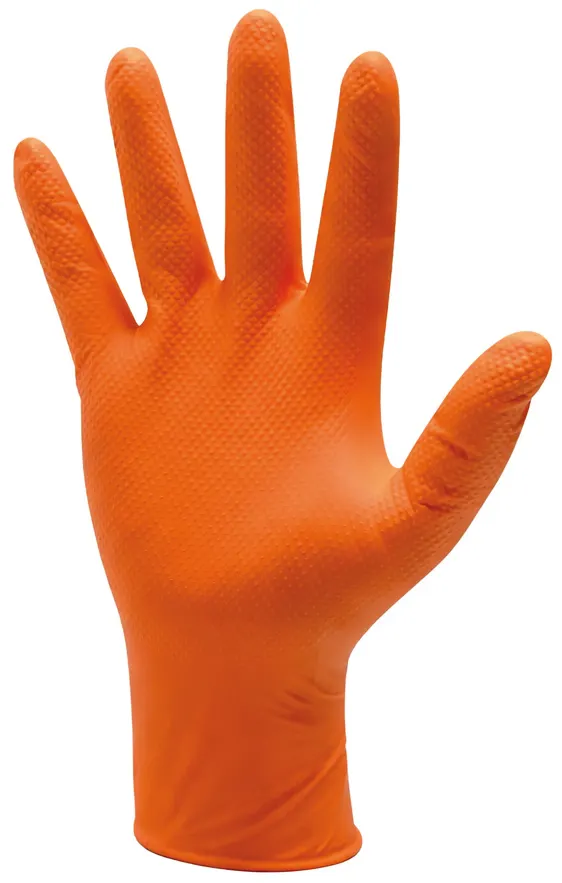 GUANTI MONOUSO IN NITRILE 'SUPREM 8' DPI 3 – Finitura Diamantata Col. Arancione tg. L (50 pezzi) — Guanti da lavoro — rif. FERX.VIT61147 GUANTI MONOUSO IN NITRILE 'SUPREM 8' DPI 3 – Finitura Diamantata Col. Arancione tg. L (50 pezzi) — Guanti da lavoro — rif. FERX.VIT61147