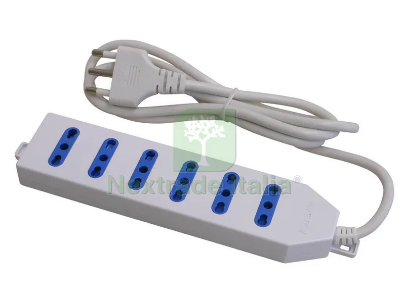 MULTIPRESA IN BLISTER 6 posti 2P+T 10/16A — Interruttori e prese — rif. FERX.VIT35600