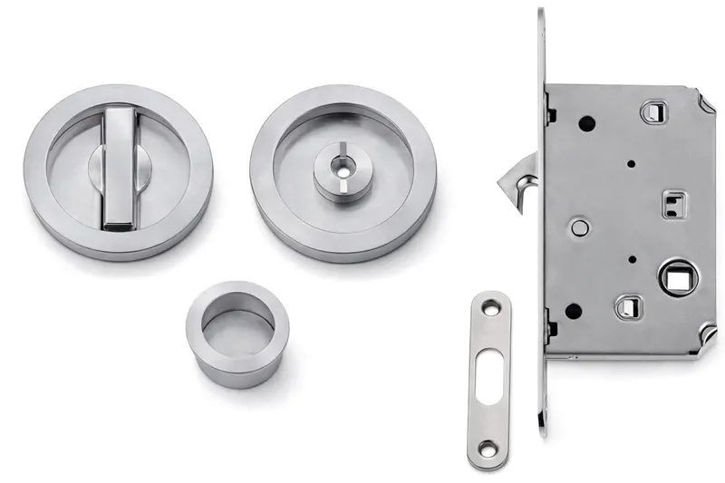 KIT SERRATURA TONDO PER PORTE SCORREVOLI col. Cromo satinato — Serrature e cilindri — rif. FERX.VIT60920