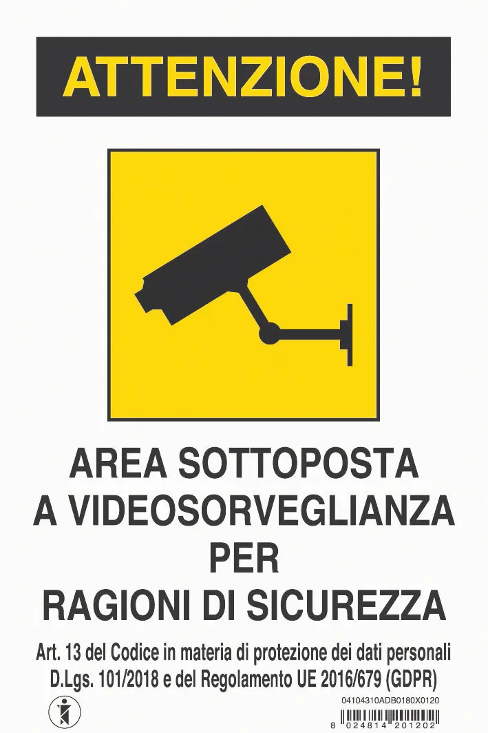 10PZ Cartello Segnaletico Adesivo Area Videosorvegliata cm. 18x12 — Utensili e segnaletica — rif. FERX.VIT60387