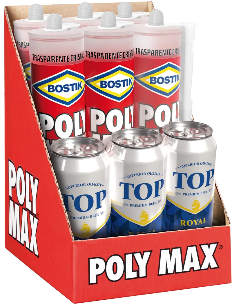 Uhu Bison Colla Bostik Poly Max Cristal gr. 300 - Trasparente PZ.6 + 3 Birre ML.500 Omaggio — Adesivi e sigillanti — rif. FERX.VIT59330 Uhu Bison Colla Bostik Poly Max Cristal gr. 300 - Trasparente PZ.6 + 3 Birre ML.500 Omaggio — Adesivi e sigillanti — rif. FERX.VIT59330