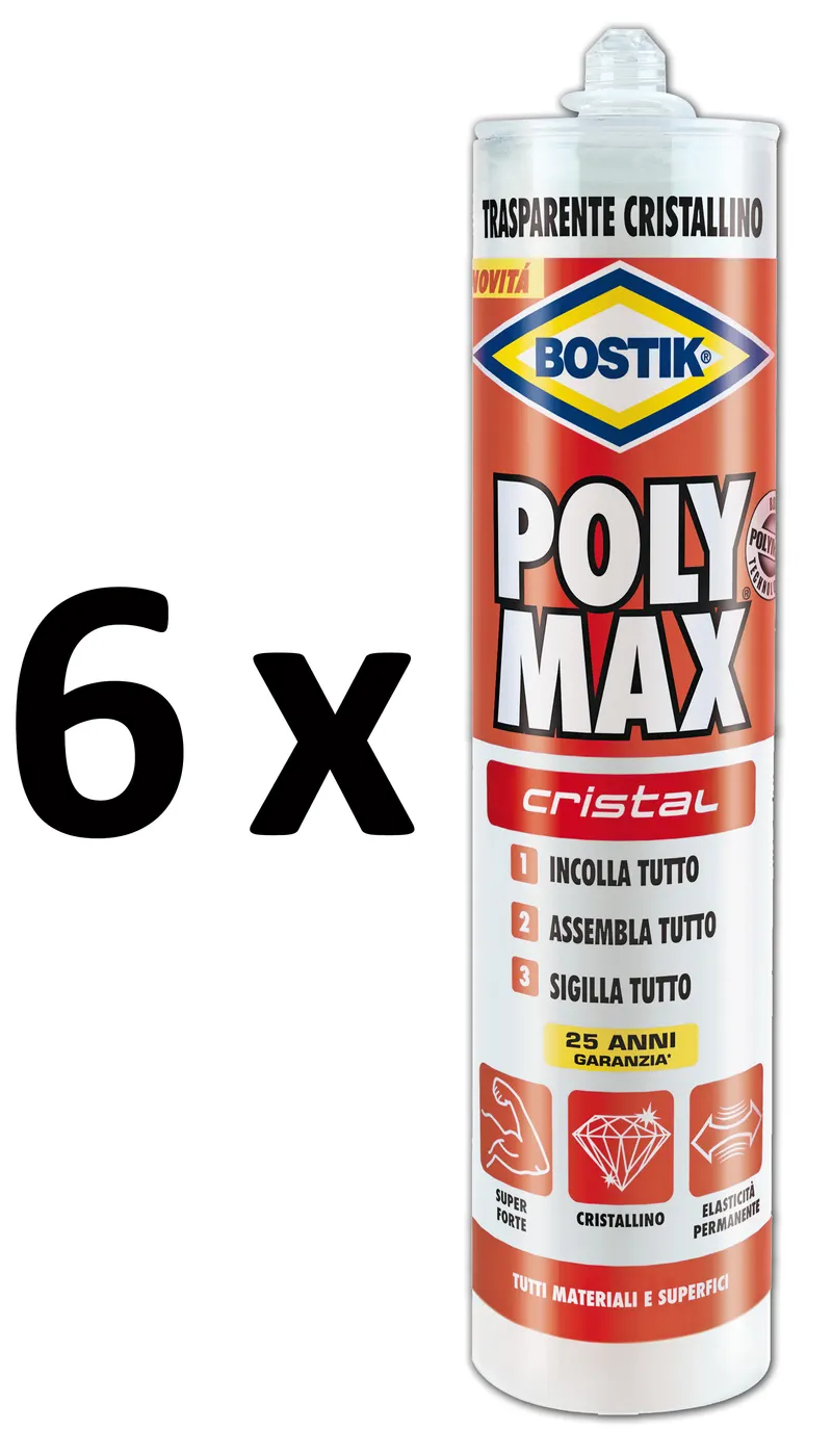 Uhu Bison Colla Bostik Poly Max Cristal gr. 300 - Trasparente PZ.6 + 3 Birre ML.500 Omaggio — Adesivi e sigillanti — rif. FERX.VIT59330 — foto 2 Uhu Bison Colla Bostik Poly Max Cristal gr. 300 - Trasparente PZ.6 + 3 Birre ML.500 Omaggio — Adesivi e sigillanti — rif. FERX.VIT59330 — foto 2