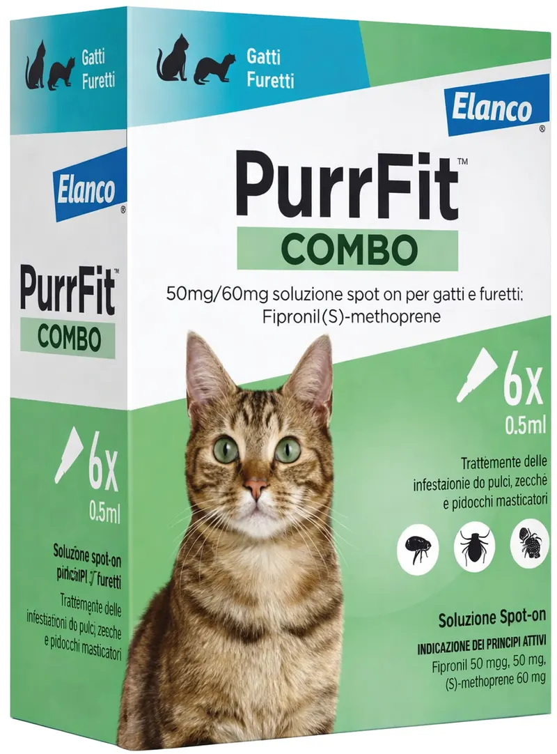 Elanco ANTIPARASSITARIO PURRFIT COMBO SPOT-ON per gatti e furetti (cf. 6 pipette) — Protezione piante e sementi — rif. FERX.VIT61080 Elanco ANTIPARASSITARIO PURRFIT COMBO SPOT-ON per gatti e furetti (cf. 6 pipette) — Protezione piante e sementi — rif. FERX.VIT61080