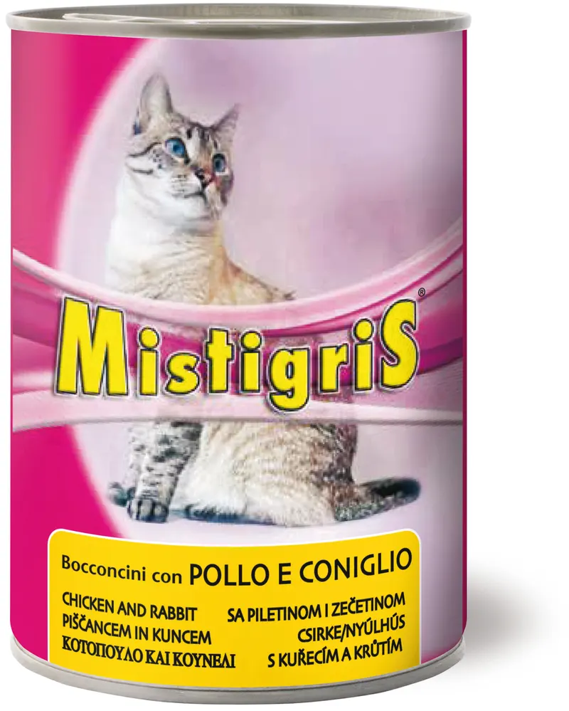 24PZ Morando BOCCONI PER GATTI ''MISTIGRIS'' gusto pollo e coniglio - gr. 405 — Gatti — rif. FERX.VIT61194