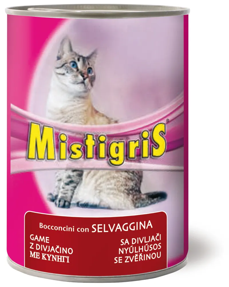 24PZ Morando BOCCONI PER GATTI ''MISTIGRIS'' gusto selvaggina - gr. 405 — Gatti — rif. FERX.VIT61196