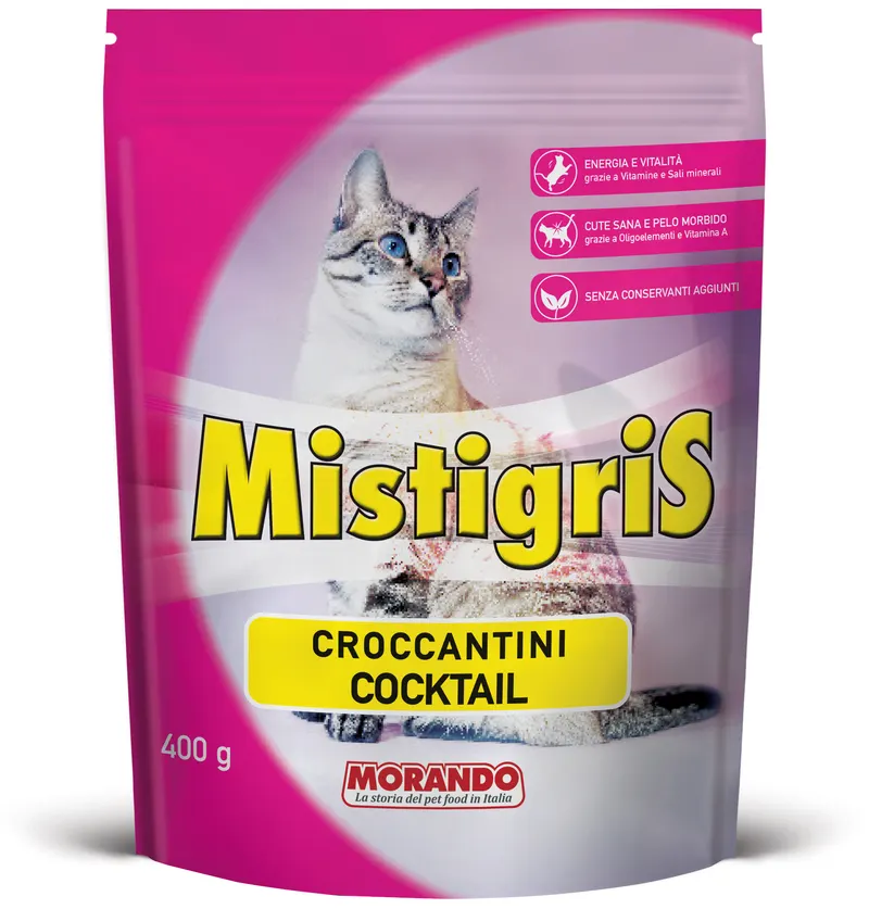 12PZ Morando CROCCANTINI PER GATTI ''MISTIGRIS'' gusto cocktail - gr. 400 — Gatti — rif. FERX.VIT61226