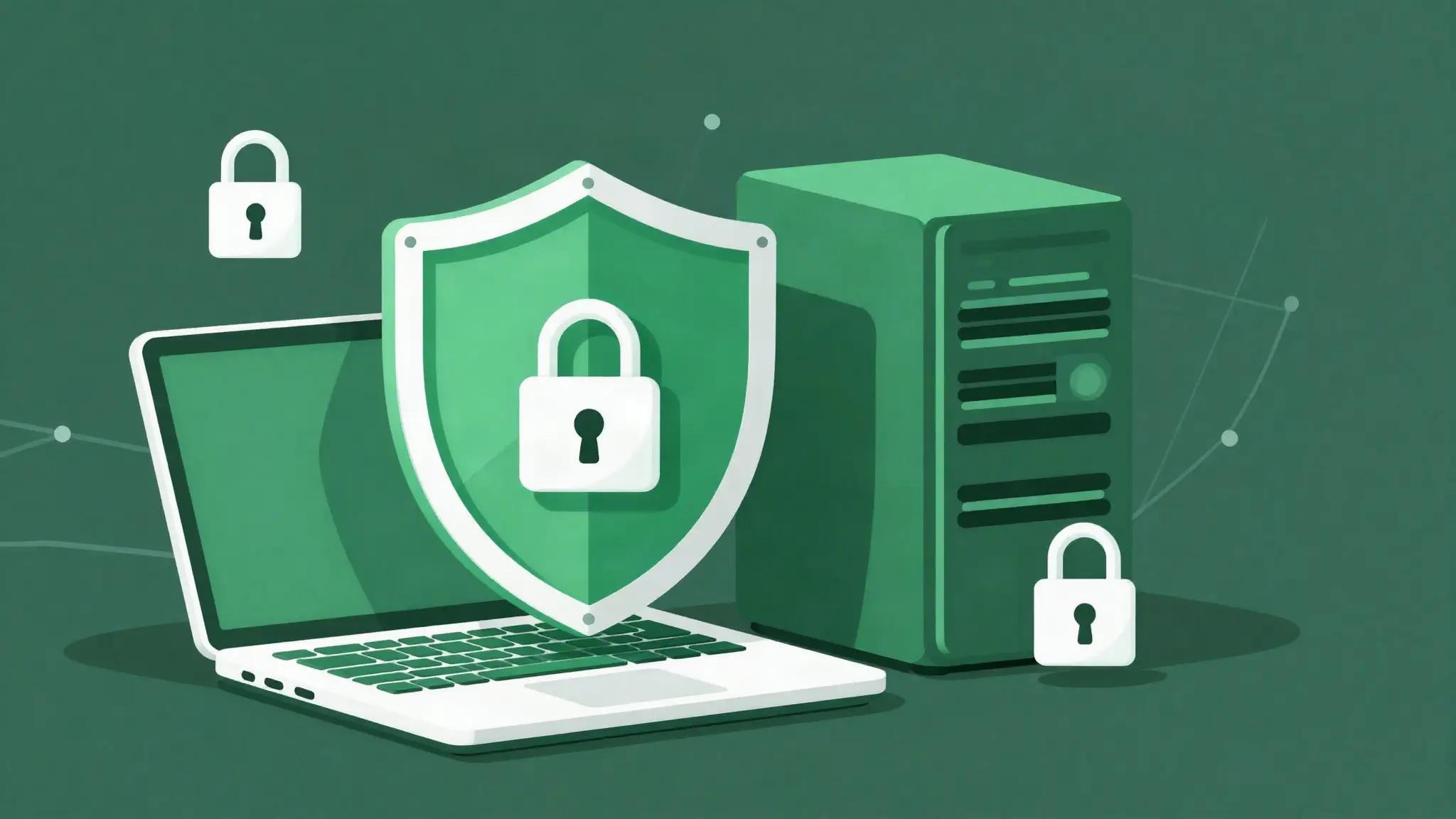 Protezione informatica di computer e server aziendali contro ransomware, con backup