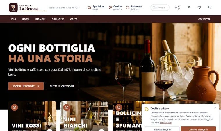Sito e-commerce Enoteca La Brocca realizzato da Nextrade Italia