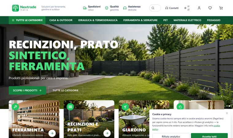 Negozio online Nextrade Italia con oltre 200.000 articoli di ferramenta e giardino